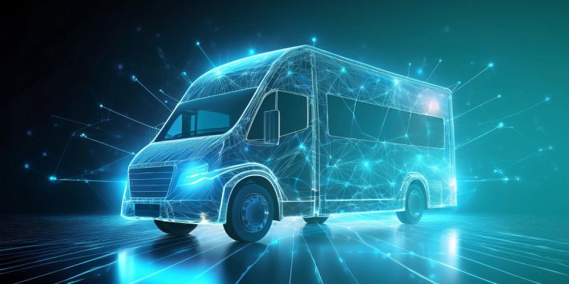 RV lit up with blue lights